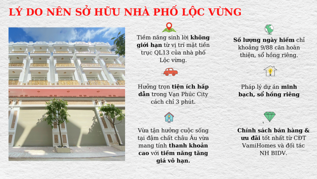 Lý do tại sao bạn nên sở hữu nhà phố Loc Vung