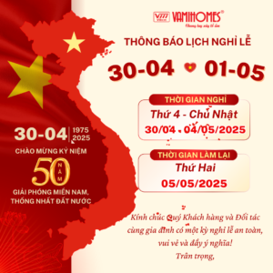 Vamihomes thông báo lịch nghỉ lễ 30.04 và 01.05